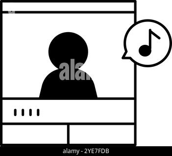 Monitored intercom, Crime Prevention and Home Security Black and White Icons, Vector Illustration Stock Vector