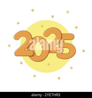 Numbers 2025 for New Year's Eve. Happy 2025 New Year holiday cartoon style vector illustration. Stock Vector