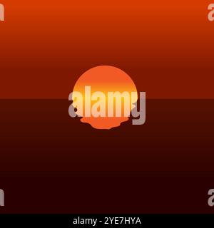 sunset reflect on water surface no people. landscape view. The orange sun was setting and reflecting on the water. vector illustration eps10 Stock Vector