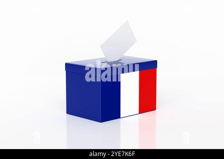 ballot box on french flag background - 3D rendering Stock Photo - Alamy
