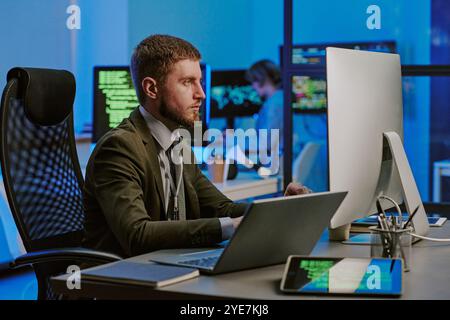 Caucasian Male Specialist Testing Security System Stock Photo