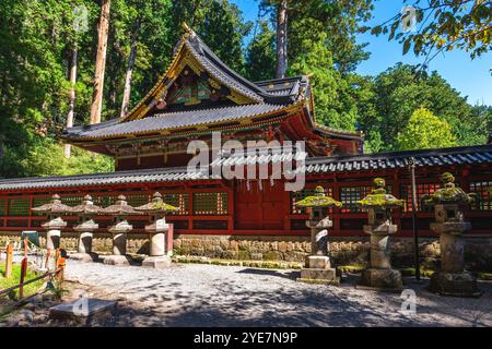 The honden, main hall of Futarasan shrine at Nikko city, Tochigi Prefecture, Japan. Stock Photo