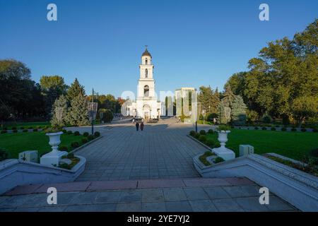 Chisinau, Moldova. October 24, 2024. view of the Bell Tower of the Cathedral of the Nativity in the city center Stock Photo