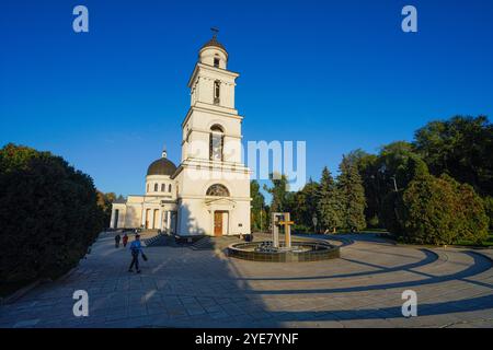 Chisinau, Moldova. October 24, 2024. view of the Bell Tower of the Cathedral of the Nativity in the city center Stock Photo