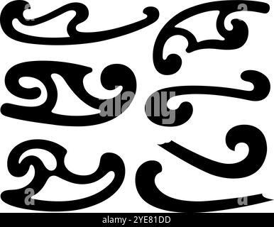 Collage of different french curves isolated on white Stock Vector