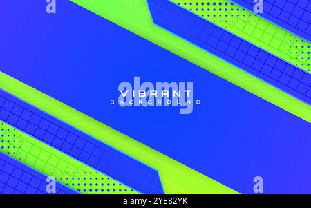 Modern Abstract Blue and Green Gradient Background with Papercut Concept. Dynamic Technology Vector Background Design Stock Vector