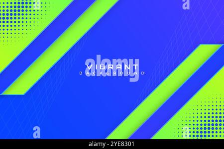 Modern Abstract Blue and Green Gradient Background with Papercut Concept. Dynamic Technology Vector Background Design Stock Vector