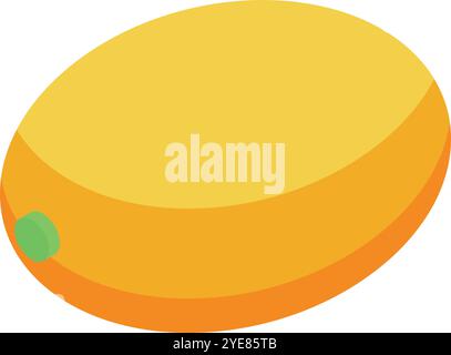 Isometric view of a whole mango fruit presenting a fresh, ripe, and delicious tropical delight Stock Vector
