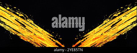 Abstract Sports Background with Orange Brushstrokes and Halftone Effect. Dynamic Grunge Background Design Stock Vector