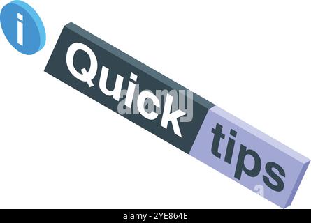 Quick tips button is providing helpful advice and information for users seeking guidance Stock Vector