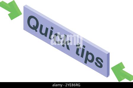 Quick tips sign pointing to helpful information, providing concise and efficient advice Stock Vector