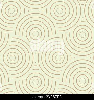 vintage line art abstract neutral tan circles seamless pattern on beige background. For wallpaper, home décor and textile Stock Vector