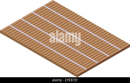 Sushi rolling bamboo mat isolated on white background creating delicious rolls Stock Vector