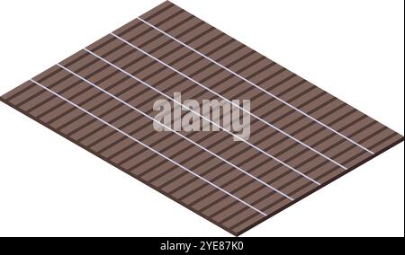 Sushi rolling mat isolated on white background, isometric view Stock Vector