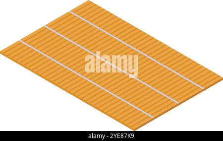 Bamboo sushi rolling mat isolated on white background, creating traditional japanese food with isometric projection Stock Vector