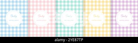 Cute check baby seamless pattern. Repeating kid background. Girls and boys design for prints. Repeated simple texture. Repeat child cartoon. Set blue Stock Vector