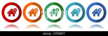 Internet, home, house vector icons, flat icon set for logo design, webdesign and mobile applications, colorful web button collection in eps 10 Stock Vector