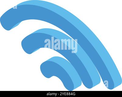 Wireless network symbol with three blue arcs indicating strong internet or network access Stock Vector