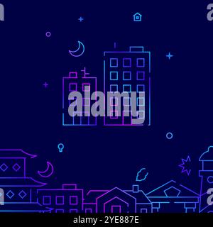 Residential areas, panel houses gradient line icon, vector illustration Stock Vector