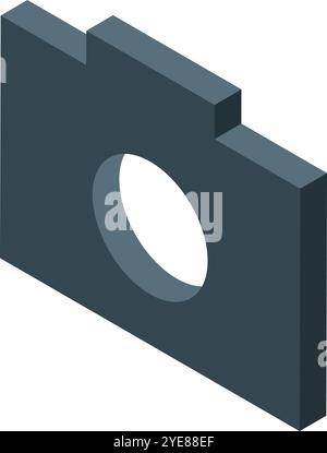 Simple isometric camera icon representing photography, image capture, and visual media Stock Vector