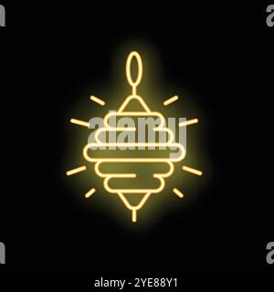 Neon beehive sign glowing on a black background, great for restaurant, food, or bee related businesses Stock Vector