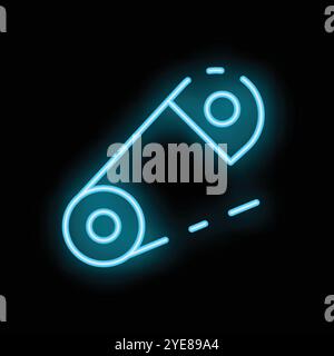Blue neon safety pin glowing in the dark, great for safety or sewing related designs Stock Vector