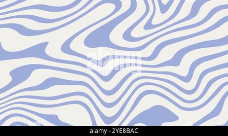 Abstract horizontal background with waves lines. Y2k trendy design with liquid curves pattern Stock Vector