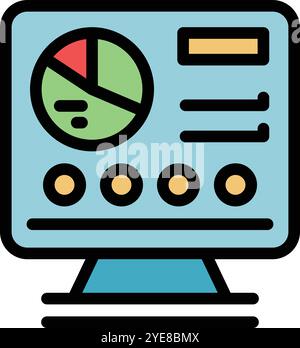 Computer screen displaying various data points, perfect for representing business intelligence and analytics Stock Vector
