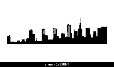 Black silhouette of Warsaw city isolated on white background. City landscape panorama. Vector illustration. Stock Vector