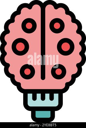 Lightbulb with a brain inside representing the concept of innovative thinking Stock Vector