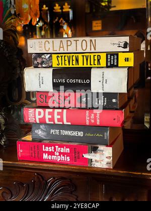 A stack of pop and rock music stars' memoirs books Stock Photo
