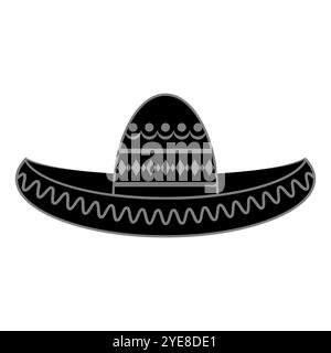 Vector Mexican sombrero with maracas. Cinco de mayo symbol isolated on white background. Stock Vector