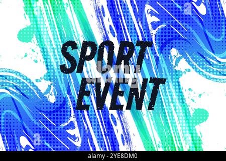 Abstract Sports Background with Blue and Green Gradient Brushstrokes and Halftone Effect. Vibrant Grunge Background Stock Vector