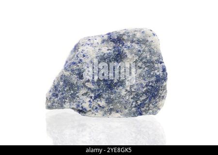 Closeup natural rough blue Aventurine gemstone on white background (selective focus) Stock Photo