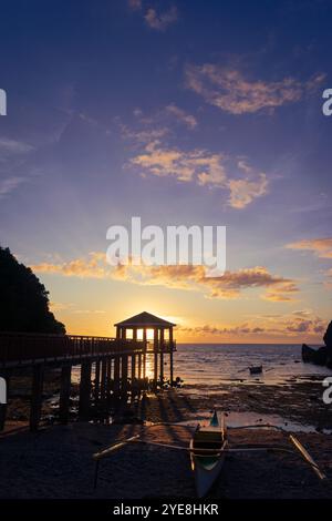 Sunset on a gazebo by the beach. Bil-At Point, Ferrol, Romblon ...