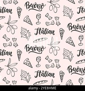 Italian Food Pizzeria Seamless Pattern Background Stock Vector