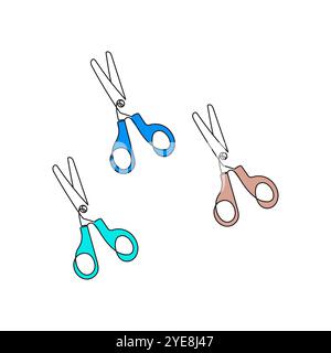 Scissors, shears. Minimalist one line drawing style. Craft tool. Back to school, education concept. Vector illustration. Stock Vector
