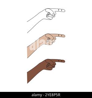 Hand gesture with pointing finger. One line art. Hand drawn vector illustration. Stock Vector