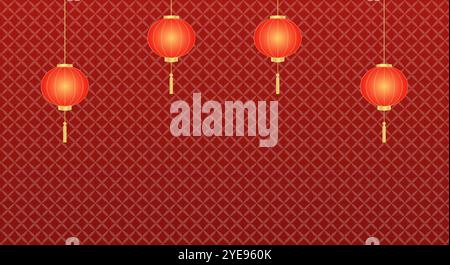 Red Chinese style background with lanterns Stock Photo