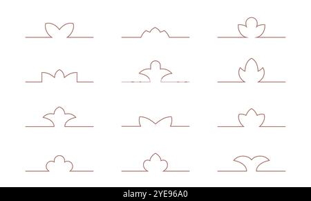 Line arabic arch frame border pattern. Simple outline tunisia, saudi, moroccan flower shape elements. Stock Vector