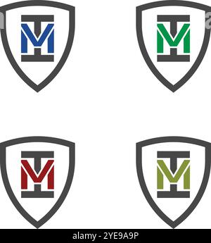 Letter M shield logo icon design template elements. Vector Illustration. Stock Vector