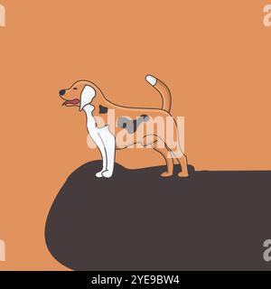 illustration of dog the dog is standing on mount flat dog illustration Stock Vector
