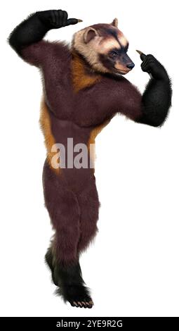 3D rendering of a wolverine man isolated on white background Stock ...