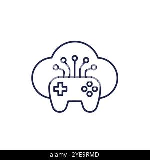 game server icon with a gamepad, cloud gaming Stock Vector