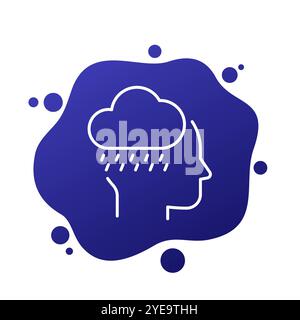 bad mood icon with rain cloud, line vector Stock Vector