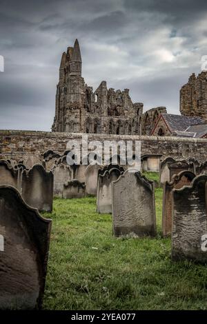 Ruins of Whitby Abbey, North Yorkshire, UK; Whitby, North Yorkshire, England Stock Photo