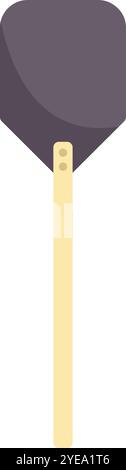 Large wooden pizza peel with metal scoop for baking bread and pastry is standing upright on white background Stock Vector