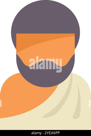 Bearded ancient greek philosopher wearing tunic and looking thoughtful Stock Vector