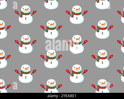 Cute snowman. Winter pattern. Vector illustration. Stock Vector