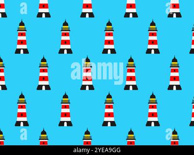 Seamless pattern, lighthouse. Vector illustration. Stock Vector